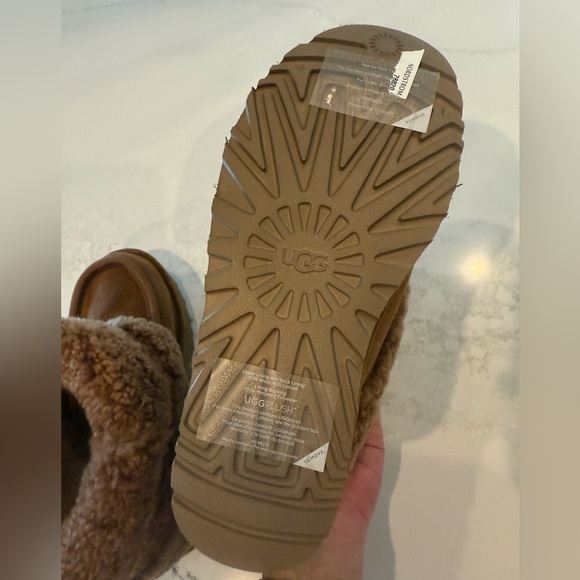 UGG Sheepskin Mini Braid Boots Hardwood Color - Picture 9 of 10